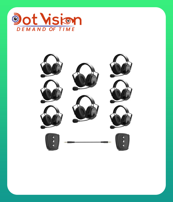 CAME-TV KUMINIK8 Duplex Digital Wireless Intercom Headset - Dual Ear 8 Headsets +2 Nano Pack In Bangladesh