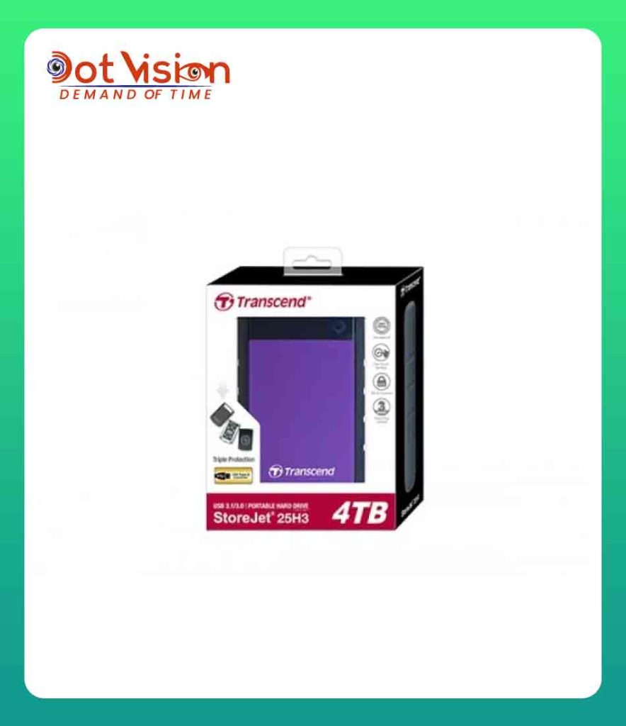 Transcend 4TB StoreJet 25H3 Portable Hard Disk Drive (HDD) Purple In Bangladesh