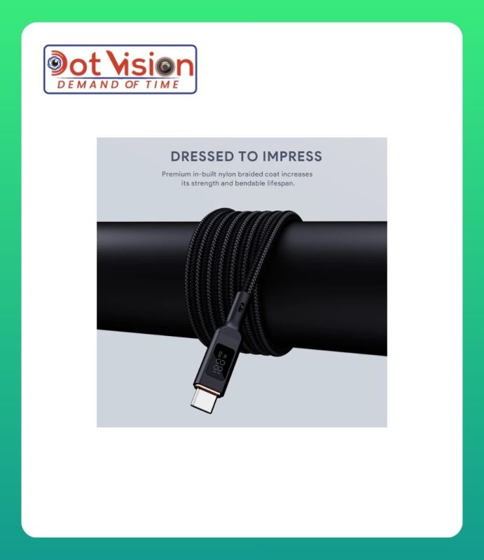 AUKEY CB-MCC101 | 100W 1m USB-C to USB-C LCD Cable In Bangladesh