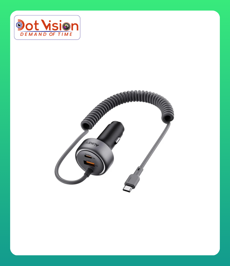 AUKEY CC-P2 Pathfinder Sling 75W Fast Charging Car Charger with Built-in Cable Bangladesh AUKEY CC-P2 Pathfinder Sling 75W Fast Charging Car Charger with Built-in Cable Bangladesh