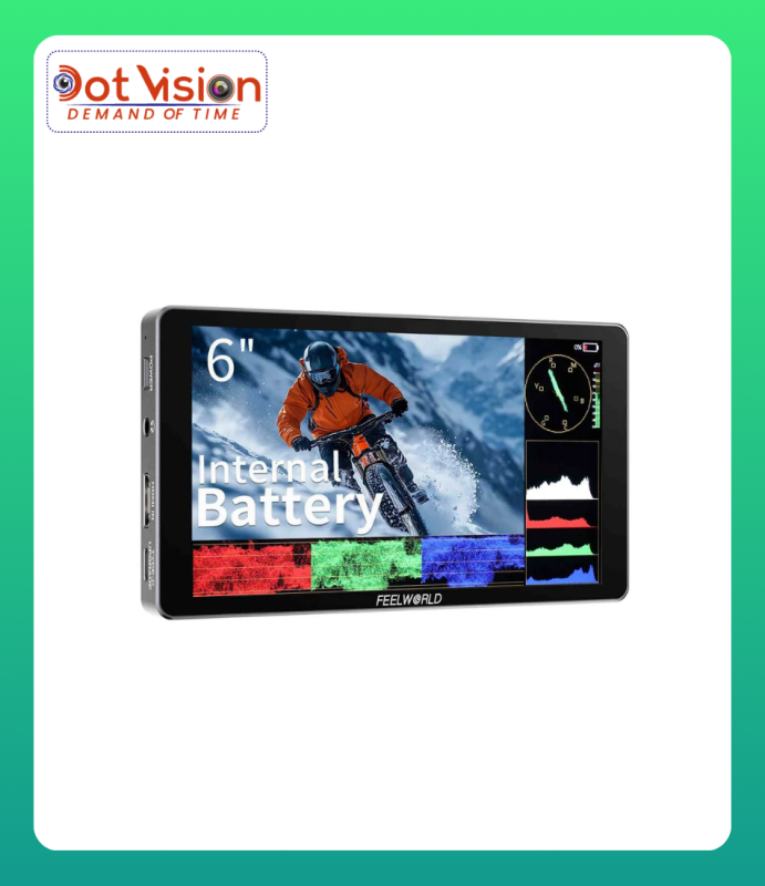 FEELWORLD P6XL 6 Inch 1200nit Built in Battery Aluminium DSLR Camera Field Monitor Touch Screen 4K HDMI In Bangladesh